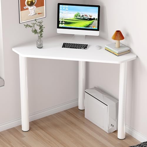 MESCXTY Eck Schreibtisch,Kompakter Dreieckstisch für Home-Office,Eckcomputertisch,Schreibtisch,Arbeitstisch,Platzsparender Arbeitsplatz für kleine Räume(80x80x74cm(31x31x29inch), White) von MESCXTY