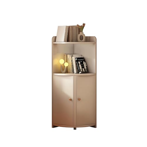 MESCXTY Eckbücherregal mit 2 Ebenen, L-förmiges Bücherregal aus Holz mit kleinem Schrank, dekorative Ausstellungsregale für Wohnzimmer, Schlafzimmer, Arbeitszimmer, Büro (grau) von MESCXTY
