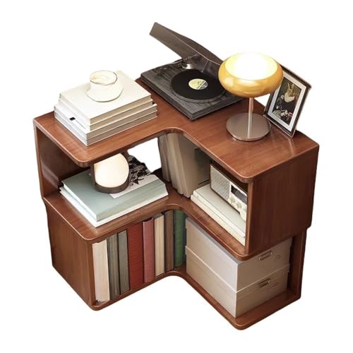 MESCXTY Eckregal, Bücherregal aus Holz, L-förmiger Regalständer, 2-lagiges Bücherregal, offene Vitrine, Regale für Büro, Wohnzimmer, Arbeitszimmer von MESCXTY