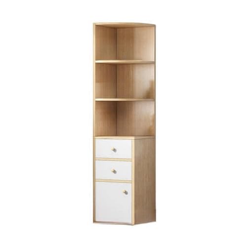 MESCXTY Eckschrank, Lagerregale mit Schubladen und Türen, hohes Bücherregal, moderner Kleiderschrank, Würfelschränke für Wohnzimmer, Arbeitszimmer, Büro (Beige) von MESCXTY