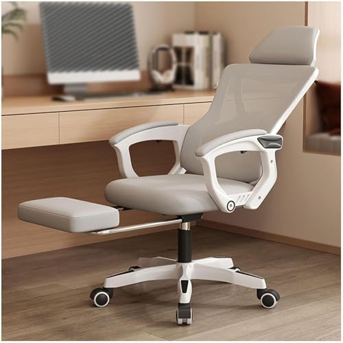 MESCXTY Ergonomischer Bürostuhl, hohe Rückenlehne, ergonomischer Schreibtischstuhl mit verstellbarer Lendenwirbelstütze, Netzstoff, Heimbürostuhl, Gaming-Stuhl mit Fußstütze, A von MESCXTY