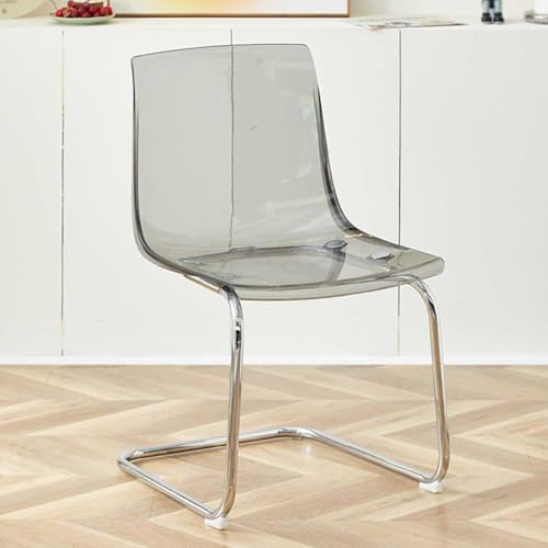 MESCXTY Esszimmerstühle aus transparentem Acryl, mit transparenter Rückenlehne, minimalistisches Design, Freizeit, Acryl-Stuhl für Esszimmer, Büro (Grau, 1 Stück) von MESCXTY