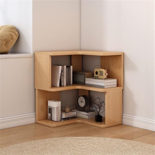 MESCXTY L-förmiger Eckwürfel für Schlafzimmer, Aufbewahrungsschrank, Bücherregal, Bodenbücherregal, Regale aus Massivholz, dreieckiges Bücherregal, Natur, 55,9 cm L x 63,5 cm H von MESCXTY