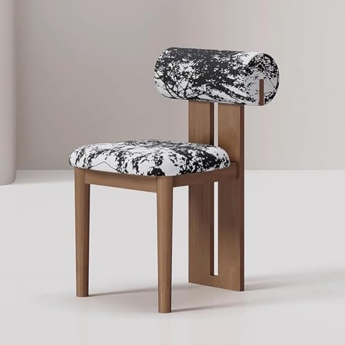 MESCXTY Leder-Esszimmerhocker-Set 2 – Mitte des Jahrhunderts modern, ohne Armlehnen, bequem, Küche und Wohnzimmer, Esstisch, Terrasse (Blumentuch + Walnussholz-Rahmen) von MESCXTY