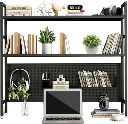 MESCXTY Metall-Schreibtisch-Bücherregal für Computertische – 2-stöckiges Bücherregal aus Schmiedeeisen, Büroregal mit Lochplatte, Mehrzweck-Aufbewahrungsregal für Arbeitsplatten, Zuhause, Wohnheim, MESCXTY Metall-Schreibtisch-Bücherregal für Computertische – 2-stöckiges Bücherregal aus Schmiedeeisen, Büroregal mit Lochplatte, Mehrzweck-Aufbewahrungsregal für Arbeitsplatten, Zuhause, Wohnheim, von MESCXTY