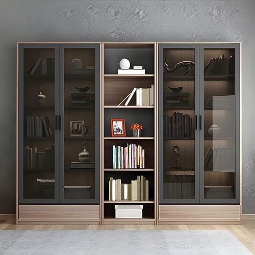 MESCXTY Modernes Bücherregal aus Holz, Glastüren, geschlossenes Lagerregal mit Tür, Schließfach, Regal, freie Kombination, Bodenvitrine, Natur, 79" L x 15" WH MESCXTY Modernes Bücherregal aus Holz, Glastüren, geschlossenes Lagerregal mit Tür, Schließfach, Regal, freie Kombination, Bodenvitrine, Natur, 79" L x 15" WH von MESCXTY