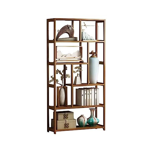 MESCXTY Modernes braunes Etagere-Bücherregal, offenes vertikales Bücherregal, Neuer chinesischer Stil, Teeservice, Pavillon, Vitrine, Dekoration, Kaffee, 30,3" L x 9,8" B, 68,9" H MESCXTY Modernes braunes Etagere-Bücherregal, offenes vertikales Bücherregal, Neuer chinesischer Stil, Teeservice, Pavillon, Vitrine, Dekoration, Kaffee, 30,3" L x 9,8" B, 68,9" H von MESCXTY