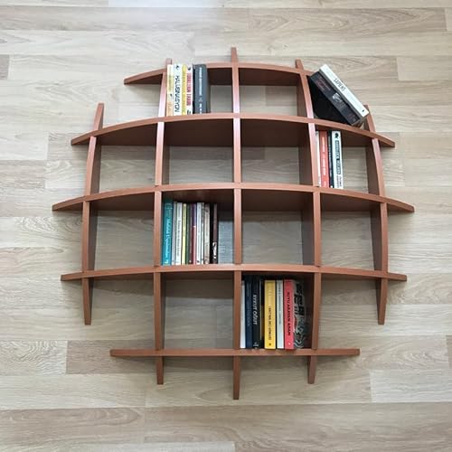 MESCXTY Ovales Wandregal, Holzdekor, Kugelförmiges Hausgeschenk, Dekoratives Bücherregal zur Wohnungserwärmung von MESCXTY