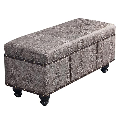 MESCXTY Retro Leather Storage Bench,Rectangular Upholstered Ottoman with Storage,ed End Stool with Padded Seat,Footstool Shoe Changing Stool for Living Room Bedroom Entryway Hallway(60cm, C) von MESCXTY