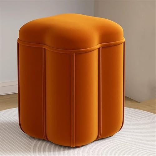 MESCXTY Runder Ottomane, gepolsterter Fußhocker, moderne Vanity-Stühle in Blattform, für Wohnzimmer, Schlafzimmer und Schminkbereiche (Orange) von MESCXTY