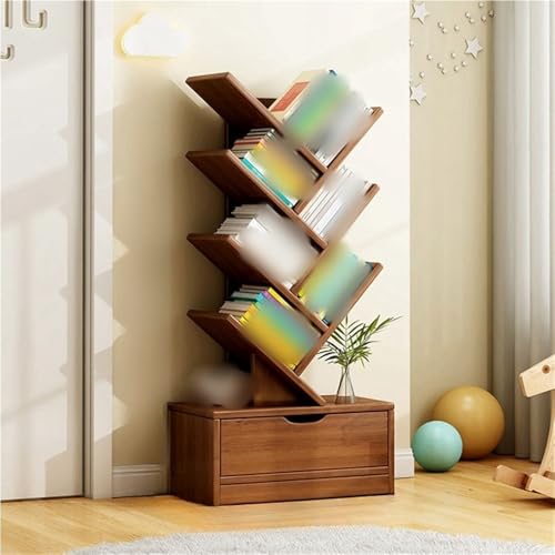 MESCXTY Schmales Bücherregal, hohes Bücherregal, Baum-Bücherregal, moderner Ständer, Eckregale für Wohnzimmer, Schlafzimmer, Arbeitszimmer (braun, 39,4 * 14,4 7,9 Zoll) von MESCXTY