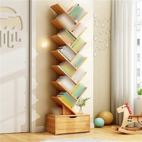 MESCXTY Schmales Bücherregal, hohes Bücherregal, Baumbücherregal, moderner Ständer, Eckregale für Wohnzimmer, Schlafzimmer, Arbeitszimmer (Beige, 62,2 * 14,4 7,9 Zoll) von MESCXTY