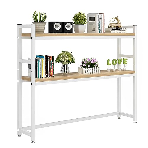 MESCXTY Schreibtisch-Bücherregal-Organizer, Computer-Schreibtisch-Aufbewahrungsregal, schmiedeeisernes 2-stufiges Arbeitsplattenregal-Display, DIY für Home-Office-Bedarf (Größe: 45 Zoll) von MESCXTY