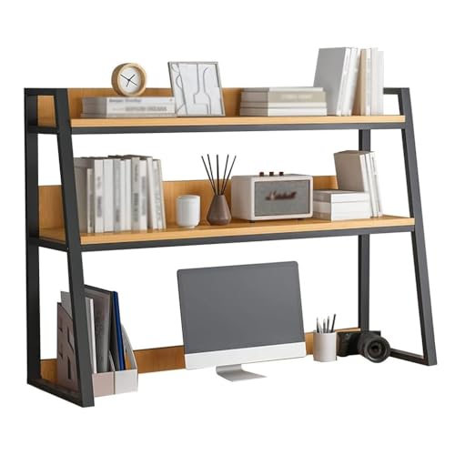 MESCXTY Schreibtisch-Bücherregal aus Holz für Computertisch, 2-stufiger Bücherregal-Organizer, Mehrzweck-Aufbewahrungsregal für die Arbeitsplatte, Heimbüromöbel (Farbe: Weiß, Größe: 75 x 32 x 90 cm) von MESCXTY