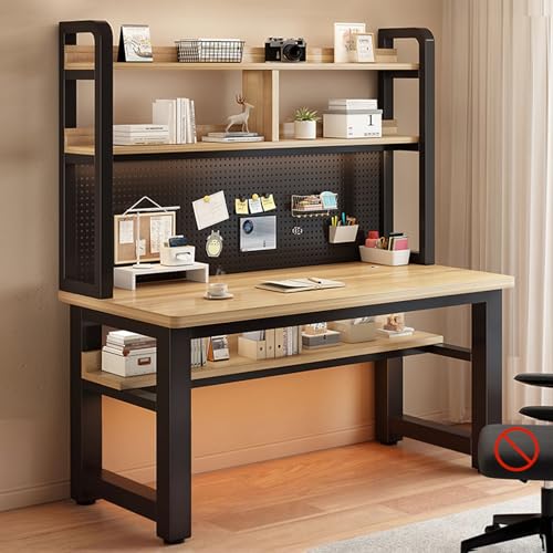 MESCXTY Schreibtisch mit Stecktafel, weißes Gaming-Bücherregal für Zuhause, großer Stauraum im Büro, Computer fürs Arbeitszimmer, Schlafzimmer, B 47,2 x 23,6 x 66,5 Zoll von MESCXTY