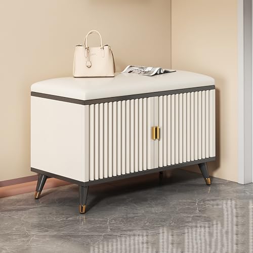 MESCXTY Shoe Storage Bench with Cushion Seat, Shoe Rack Bench with 2 Doors,Entryway Shoe Changing Bench with Storage for Entryway, Hallway, Mudroom(60cm, B) von MESCXTY