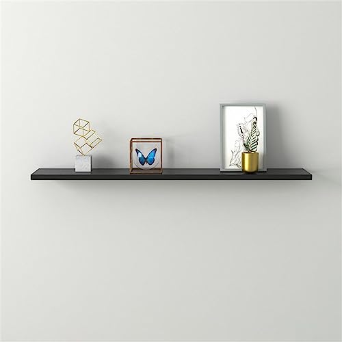 MESCXTY Skandinavisches schwebendes Regal, Bücherregal, Holzbücherregal, Arbeitszimmer, Wandregal, frei stanzbar, hängend, Kiefernholz, nordische Trennwand, Schwarz, 89,9 cm L x 15 cm B, 1,5 cm H von MESCXTY