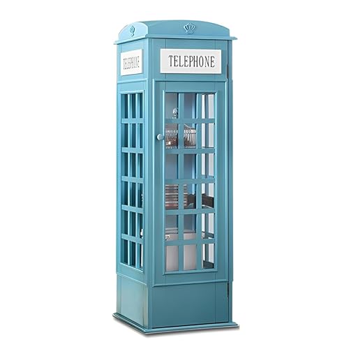 MESCXTY Telefonzellen-Bücherregal, 5-stöckiges Bücherregal aus Holz, süßes, bodenstehendes Bücherregal mit Acryltür, Londoner Aufbewahrungsschrank, Würfel-Organizer, Vitrine (14″B×14″T×44″H, b MESCXTY Telefonzellen-Bücherregal, 5-stöckiges Bücherregal aus Holz, süßes, bodenstehendes Bücherregal mit Acryltür, Londoner Aufbewahrungsschrank, Würfel-Organizer, Vitrine (14″B×14″T×44″H, b von MESCXTY