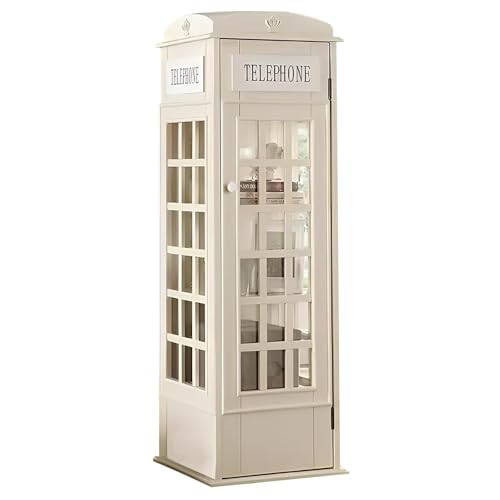 MESCXTY Telefonzellen-Bücherregal, 5-stöckiges Bücherregal aus Holz, süßes, bodenstehendes Bücherregal mit Acryltür, Londoner Aufbewahrungsschrank, Würfel-Organizer, Vitrine (14″B×14″T×44″H, O von MESCXTY