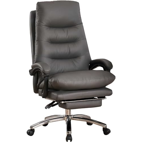 MESCXTY Verstellbarer Chefsessel, Bürostuhl, mittlere Rückenlehne, Drehstuhl, ergonomischer Präsidentenstuhl, mit einziehbarer Fußstütze und verstellbarer Rückenlehne, C von MESCXTY