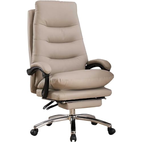 MESCXTY Verstellbarer Chefsessel, Bürostuhl, mittlere Rückenlehne, Drehstuhl, ergonomischer Präsidentenstuhl, mit einziehbarer Fußstütze und verstellbarer Rückenlehne, D von MESCXTY