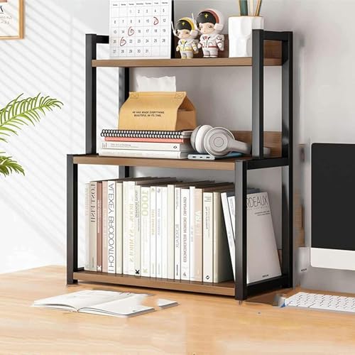 Mehrzweck-Bücherregal für die Arbeitsplatte, 3-stufiges Bücherregal für den Schreibtisch, Metallbücherregal für den Computertisch, Aufbewahrungsregal, zum Ordnen von Büchern, Kleinigkeiten, Pflanzen ( von MESCXTY
