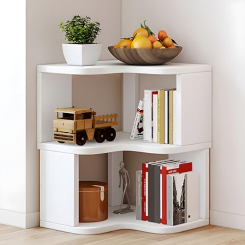 Moderne Eckregale aus Holz, Bücherregalständer, hohes Regal mit offener Rückseite und Mehreren Regalen für Wohnzimmer, Schlafzimmer, Home Office, weiß, 2-stöckig von MESCXTY