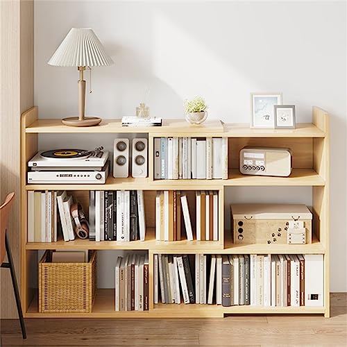 Modernes Bücherregal aus Holzwerkstoff, Standard-Bücherregal mit offener Rückseite, einziehbares Bodenregal, mehrstöckiges Arbeitszimmer-Lagerregal, Schrank, Natur, 78,7 cm L x 30,5 cm B, 89,9 cm H von MESCXTY