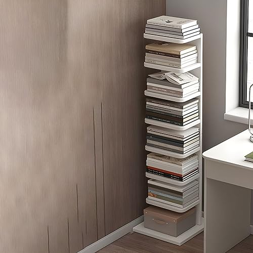 Modernes Bücherregal aus Holzwerkstoff für Arbeitszimmer, unsichtbares, vom Boden bis zur Decke reichendes, mehrschichtiges Regalregal, vertikale Seite, weiß, 35,4 cm L x 125,9 cm H Modernes Bücherregal aus Holzwerkstoff für Arbeitszimmer, unsichtbares, vom Boden bis zur Decke reichendes, mehrschichtiges Regalregal, vertikale Seite, weiß, 35,4 cm L x 125,9 cm H von MESCXTY