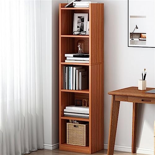 Modernes Bücherregal mit geschlossener Rückseite, Bücherregal aus Holzwerkstoff für Zuhause, kleines Eckregal, Spind, Boden, schmaler Spalt, platzsparender Lagerschrank, Braun, 11,8"L x 9,4"B, 59,8"H von MESCXTY