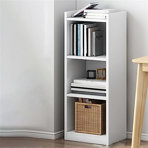 Modernes Bücherregal mit geschlossener Rückseite, Bücherregal aus Holzwerkstoff für Zuhause, kleines Eckregal, Spind, Boden, schmaler Spalt, platzsparender Lagerschrank, Weiß, 30 cm L x 24 cm B, 96 c von MESCXTY