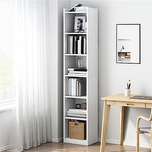 Modernes Bücherregal mit geschlossener Rückseite, Bücherregal aus Holzwerkstoff für Zuhause, kleines Eckregal, Spind, Boden, schmaler Spalt, platzsparender Lagerschrank, Weiß, 30 cm L x 24 cm B, 180 von MESCXTY