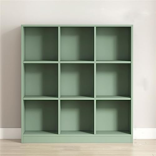 Modernes Bücherregal mit geschlossener Rückseite, Standard-Bücherregal aus Holz mit Regalen, Holz, Gitteraufbewahrung für Kinder, niedriger Schrank, Boden, Studentenspind, Grün, 39,4" L x 9,4" B x 41 von MESCXTY