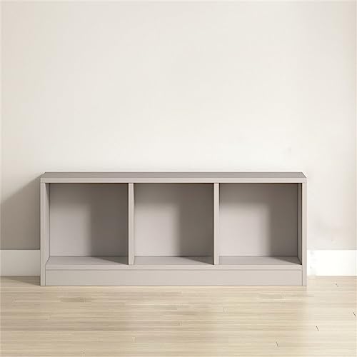 Modernes Bücherregal mit geschlossener Rückseite, Standard-Bücherregal aus Holz mit Regalen, Holz, Gitteraufbewahrung für Kinder, niedriger Schrank, Bodenschrank, Studentenspind, Khakigrau, 39,4" L x von MESCXTY