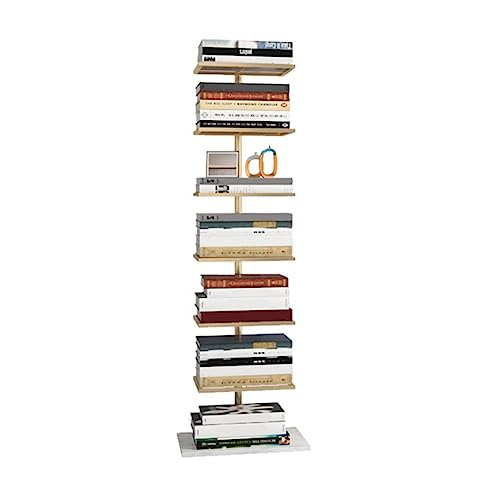 Modernes Bücherregal mit offener Rückseite, vertikales Regal, Bücherregal, nordisch, unsichtbar, für Boden und Wand, Schlafzimmer, Aufhängung, einfache kleine Wohnung, Gold, 35,4 cm L x 27,9 cm B, 11 von MESCXTY