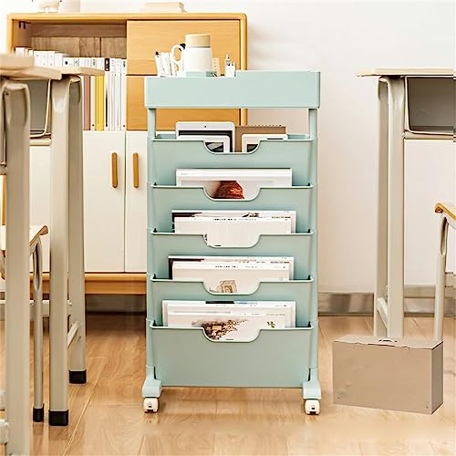 Modernes Bücherregal mit vertikalem Regal aus Kunststoff, abnehmbares Bücherregal für den Tisch, Schreibtisch, Zeitschriftenablage, Studenten- und Kinder-Studien-Desktop, Buch-Finishing-Artefakt, Blau von MESCXTY