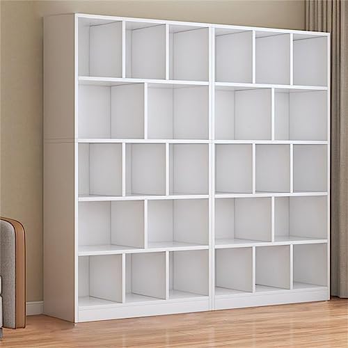Modernes Standard-Bücherregal mit geschlossener Rückseite, Holz, für Büro, 5 Ebenen, Bücherregal, deckenhoch, für Wohnzimmer, Schrank, Schlafzimmer, Aufbewahrung, mehrschichtig, weiß, 160 cm L x 24 cm von MESCXTY