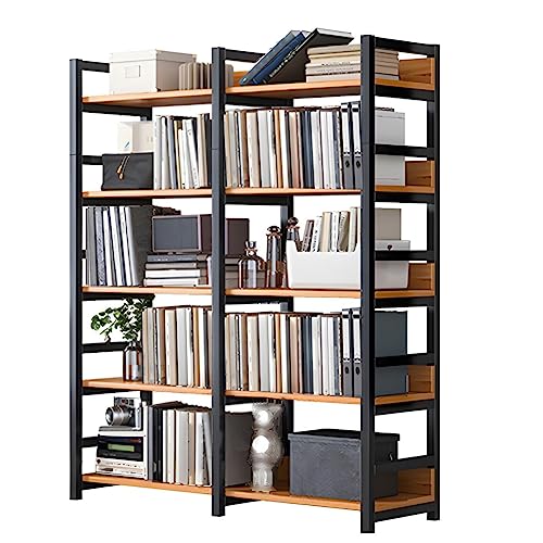 Offenes Bücherregal aus Holz, modern, minimalistisch, für das Home-Office, Bücherregal, mehrschichtiger TV-Schrank, Seitenregal, 100 cm lang, kombiniertes Lagerregal aus Stahl und Holz, Schlichtes Sc von MESCXTY