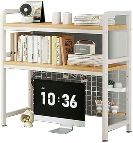 Schreibtisch-Bücherregal für Computertisch, Bücherregal aus Metall mit Gitterplatte, Arbeitsplatten-Ständer, Ausstellungsregal, Bücher-Organizer für Wohnheimbüros Schreibtisch-Bücherregal für Computertisch, Bücherregal aus Metall mit Gitterplatte, Arbeitsplatten-Ständer, Ausstellungsregal, Bücher-Organizer für Wohnheimbüros von MESCXTY