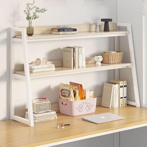 Schreibtisch-Bücherregal für Computertische – 2-stufiges Mehrzweck-Bücherregal aus Holz für die Arbeitsplatte, verstellbares Ausstellungsregal, Organizer, Büro, Zuhause, Wohnheim, Bibliothek (Farbe: von MESCXTY