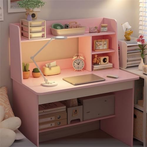 Schreibtisch mit Aufsatz, Außenregal, multifunktionales Bücherregal für Hausaufgaben, Schlafsaal, Grund- und Sekundarschüler, Arbeitstisch, rosa, Schrank nicht im Lieferumfang enthalten, 78,7 cm L x 4 von MESCXTY