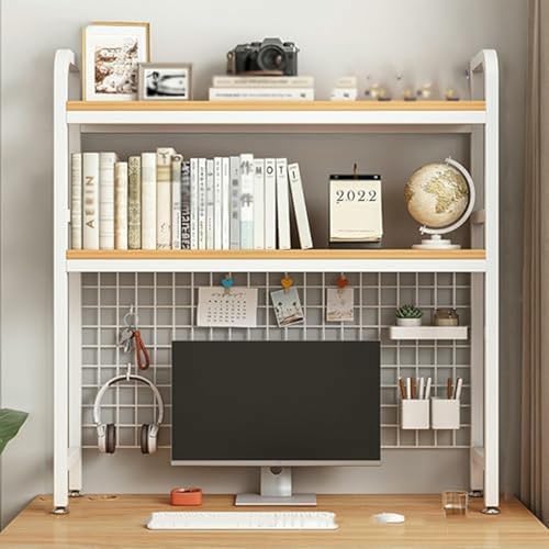 Schreibtischregal, Computer-Desktop-Bücherregal, Bücherregal für Wohnheime, 2-stufiges Mehrzweck-Computer-Bücherregal, Ausstellungsregal auf der Arbeitsplatte, Schreibtischaufsatz, Wohnheim, Büro, Zuh von MESCXTY