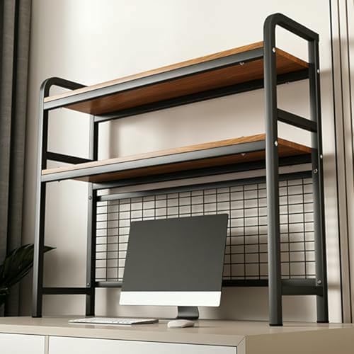 Schreibtischregal, Computer-Desktop-Bücherregal, Bücherregal für Wohnheime, 2-stufiges Mehrzweck-Computer-Bücherregal, Ausstellungsregal auf der Arbeitsplatte, Schreibtischaufsatz, Wohnheim, Büro, Zuh von MESCXTY