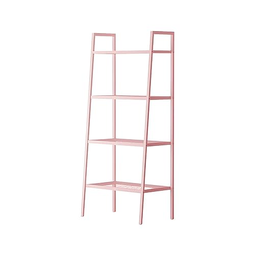 Skandinavisches Bücherregal mit offener Rückseite, Leiter, Bücherregal aus Metall, Lagerregal, vom Boden bis zur Decke, mehrschichtiges Schmiedeeisen, trapezförmig, Balkon, Blume, Rosa, 23,6"L x 13,8 von MESCXTY