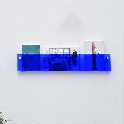 Skandinavisches schwebendes Bücherregal, Acryl, geschlossene Rückseite, Bücherregal, transparentes Bücherregal, Wandregal, Zeitungs-, Bilder- und Album-Ausstellungsständer, Blau, 23,6" L x 2" B x 6" Skandinavisches schwebendes Bücherregal, Acryl, geschlossene Rückseite, Bücherregal, transparentes Bücherregal, Wandregal, Zeitungs-, Bilder- und Album-Ausstellungsständer, Blau, 23,6" L x 2" B x 6" von MESCXTY