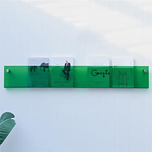 Skandinavisches schwebendes Bücherregal, Acryl, geschlossene Rückseite, Bücherregal, transparentes Bücherregal, Wandregal, Zeitungs-, Bilder- und Album-Ausstellungsständer, Grün, 99,1 cm L x 5,1 cm B von MESCXTY