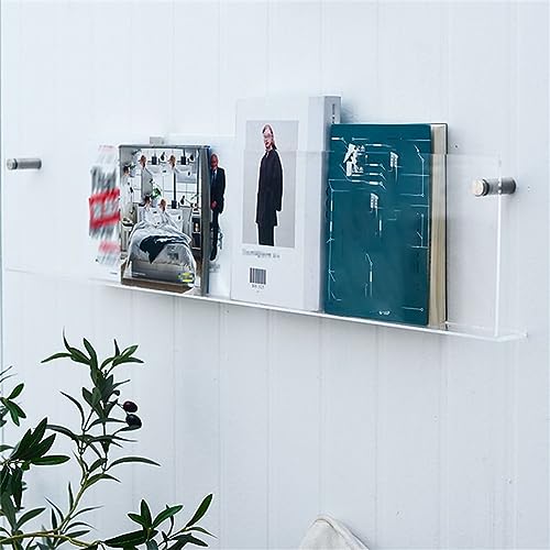 Skandinavisches schwebendes Bücherregal, Acryl, geschlossene Rückseite, transparentes Bücherregal, Wandregal, Zeitungs-, Bilder- und Album-Ausstellungsständer, transparent, 99,1 cm L x 5,1 cm B, 15,2 von MESCXTY