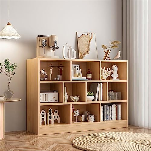 Standard-Bücherregal mit geschlossener Rückseite, Holzwerkstoff, skandinavisches Bücherregal, Gitterschrank, mehrere Gitter, Holzfarben, Schließfach, freie Kombinationsaufbewahrung, Natur, 120 x 24 cm von MESCXTY