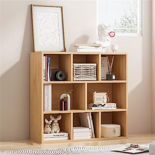 Standard-Bücherregal mit geschlossener Rückseite, Holzwerkstoff, skandinavisches Bücherregal, Gitterschrank, mehrere Gitter, Holzfarben, Schließfach, freie Kombinationsaufbewahrung, Natur, 31" L x 9" von MESCXTY