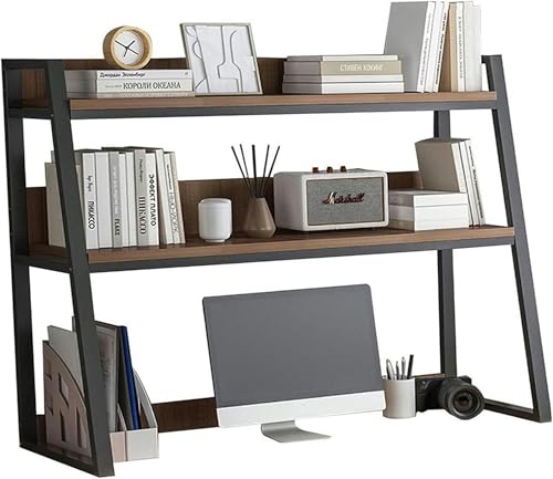 Trapezförmiges Bücherregal für die Arbeitsplatte – 1/2-stufiges verstellbares Schreibtisch-Organizer-Rack, Desktop für Computertisch, Mehrzweck-Aufbewahrungsregal, Schlafsaal, Büro, Küche (A, 55 cm) von MESCXTY